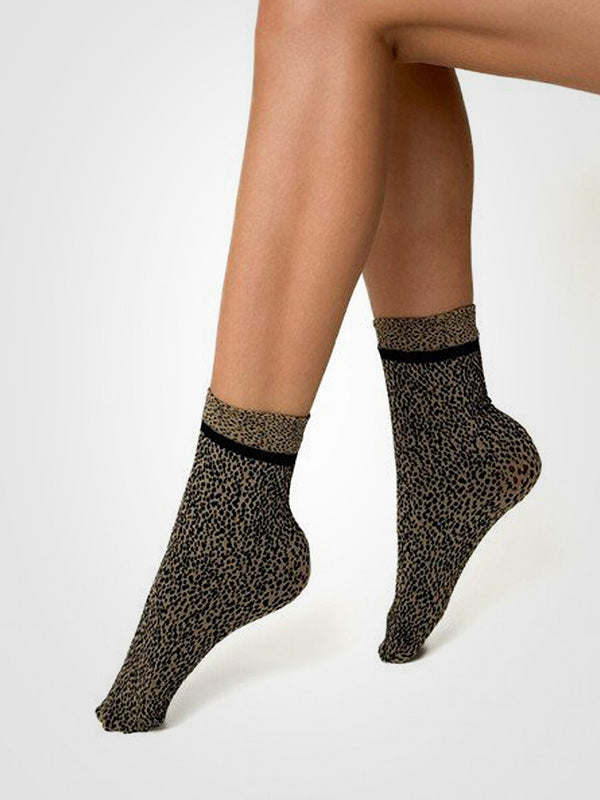 Veneziana Patterned Socks Sabina 40 Den Beige - Black