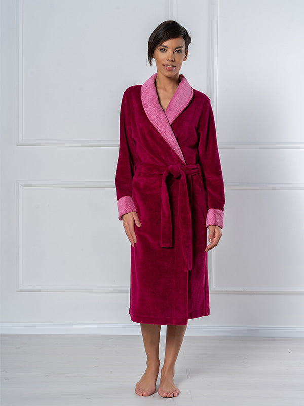 Belmanetti Double-layered Bamboo Fiber Blend Robe Luzern 2 Raspberry Velour