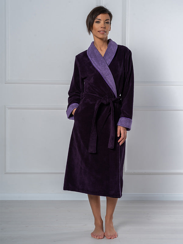 Belmanetti Double-layered Bamboo Fiber Blend Robe Luzern 2 Purple Velour