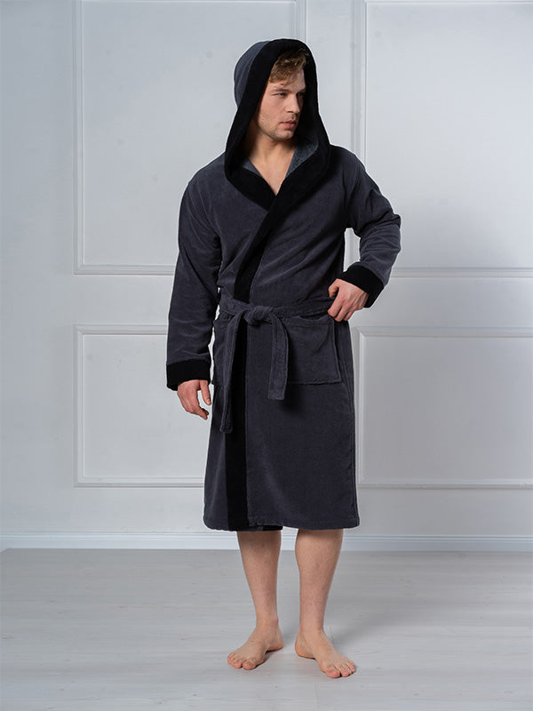 Belmanetti Men's Double-layered Robe William Grey - Black