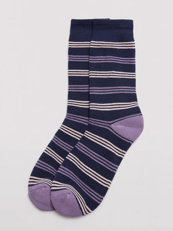 Ysabel Mora Colored Cotton Socks Rona Navy - Pink