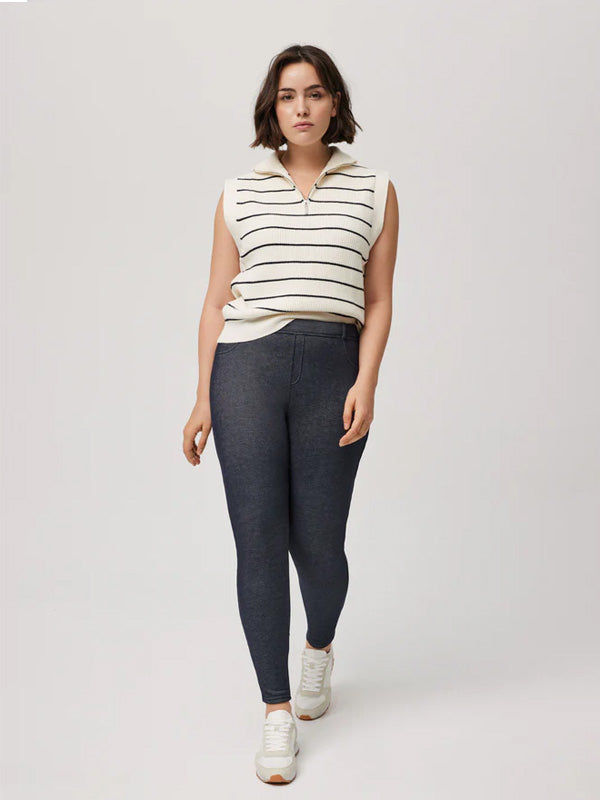 Ysabel Mora Imitation Denim Thermo Leggings Gusta Navy