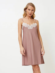 Aruelle atlasiniai naktiniai su šilku "Primrose Dusty Pink - White"