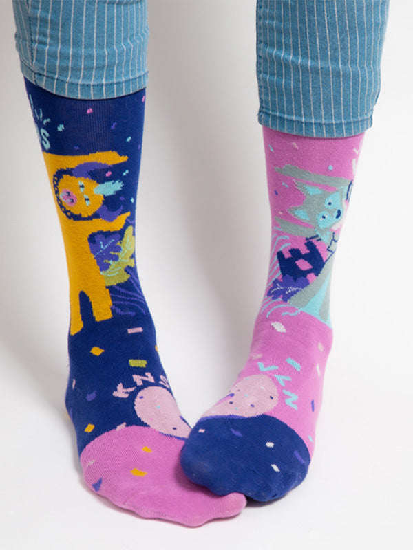 Spalvotos Kojines Unisex Cotton Socks Vilnius Kaunas Violet - Dark Blue