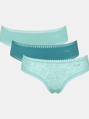 Sloggi 3 medvilninių hipster kelnaičių komplektas "Go Crush Mint - Turquoise - White"