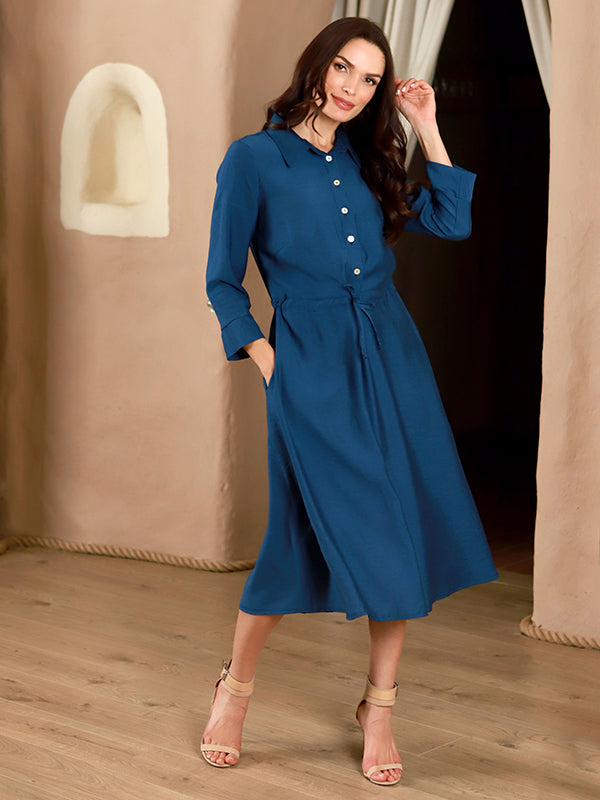 Lega Viscose Shirt Dress Lodeta Blue