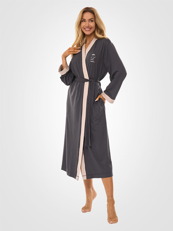 L&L ilgas viskozinis chalatas "Rajana Long Graphite - Grey"