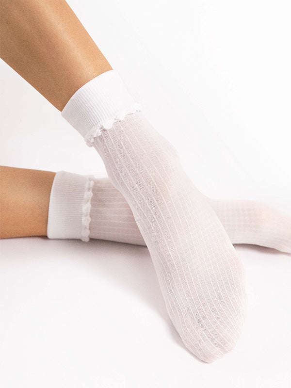 Fiore 3D Patterned Socks Apolonia 40 Den White