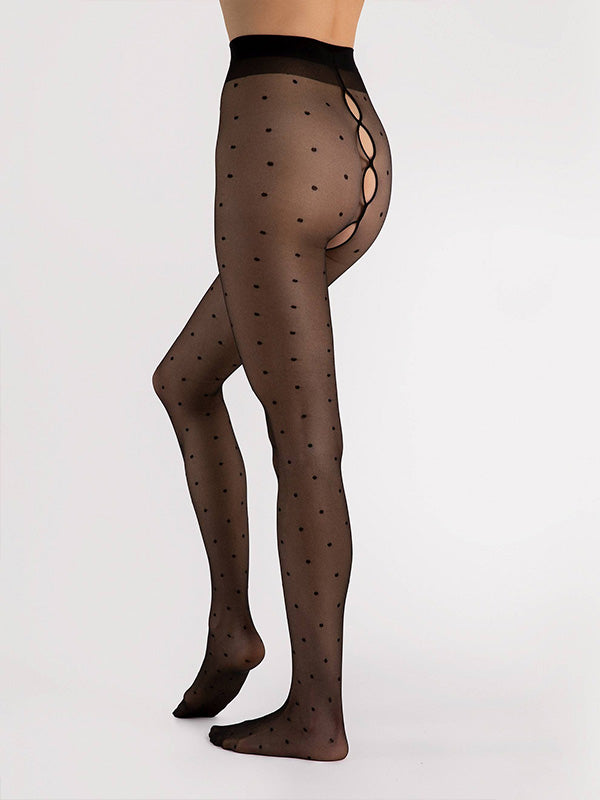 Fiore Open Crotch Tights Bold Dream 20 Den Black