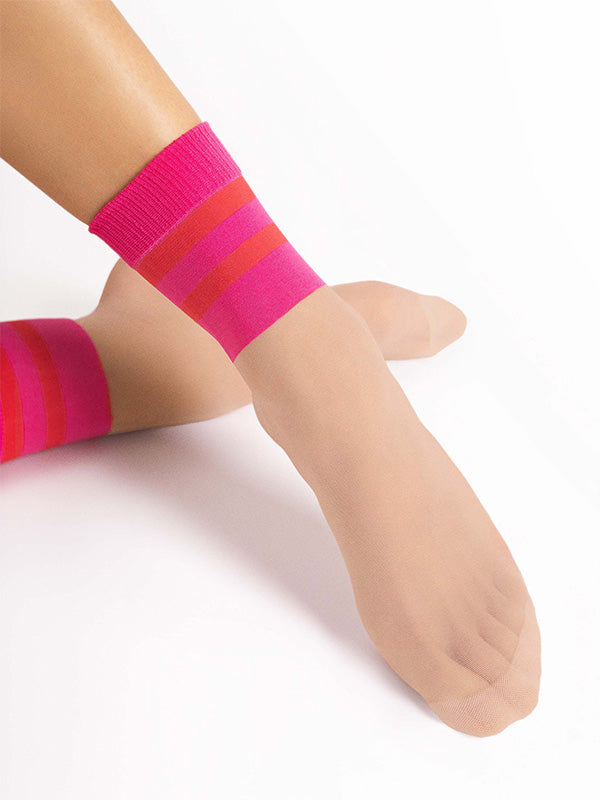 Fiore Patterned Socks Dash Nude - Pink