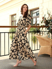 Lega maxi viskozinė suknelė "Indila Black - Beige"