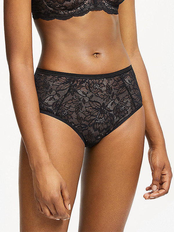 Triumph nėriniuotos aukšto juosmens kelnaitės "Amourette Charm Maxi Black - Nude"