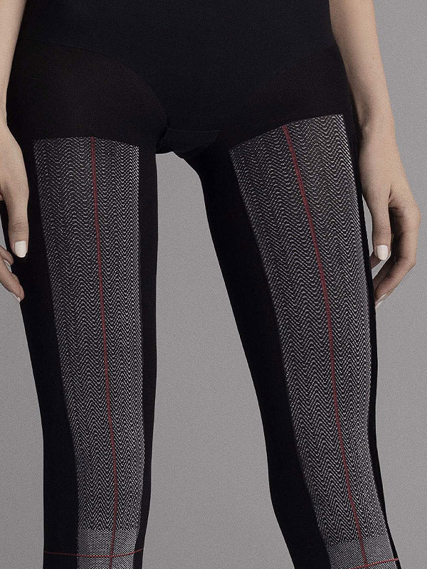 Fiore raštuotos mikrofibros pėdkelnės "Retro Chic 60 Den Black - Melange"