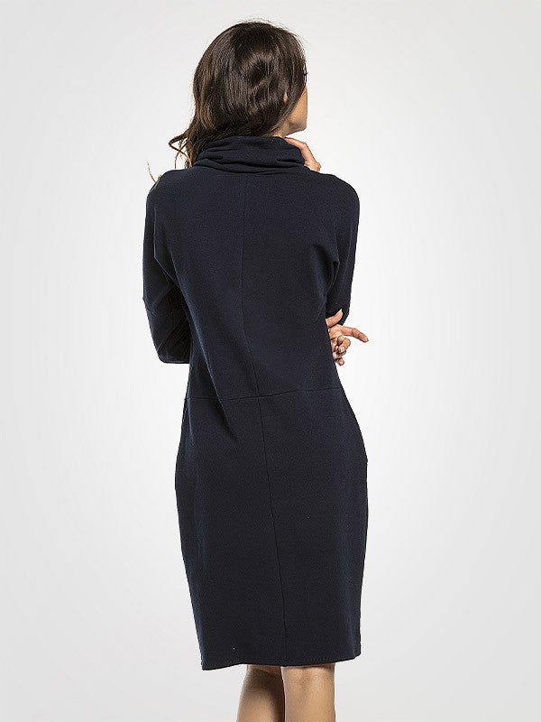 Tessita medvilninė suknelė aukštu kaklu "Loretto Navy"
