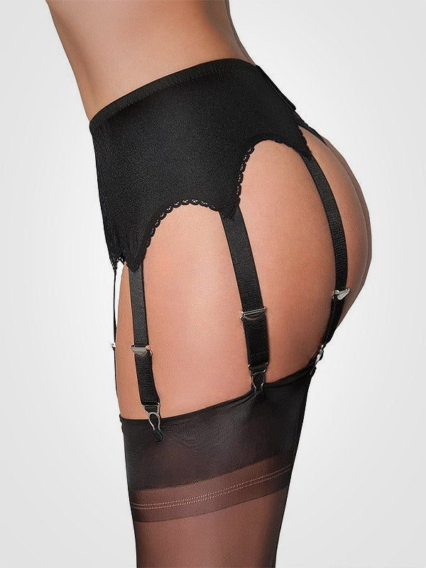 Nylon Dreams 8 dirželių klasikinis prisegamų kojinių diržas "Lace Front Black"