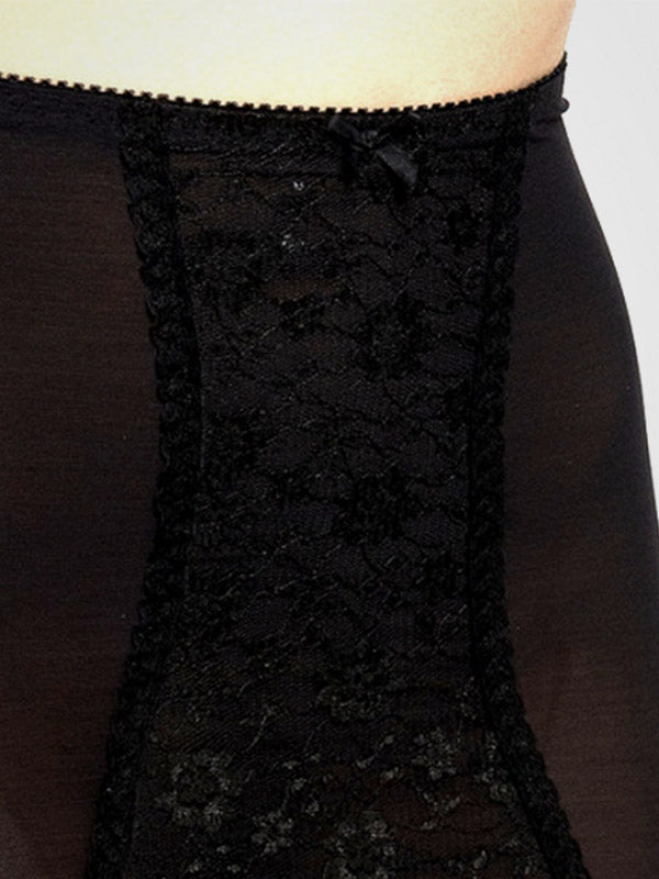 Nylon Dreams 6 dirželių nėriniuotas juosmenėlis "Girdle Power Mesh Black"