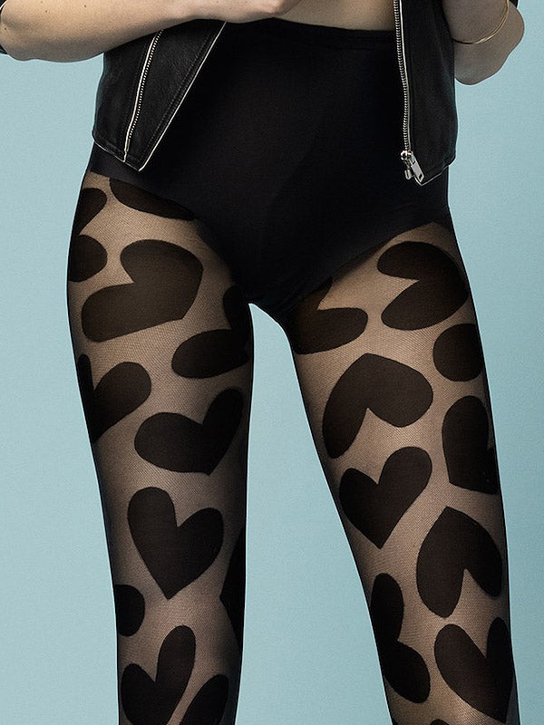 Fiore raštuotos pėdkelnės "Sweetheart 30 Den Black"