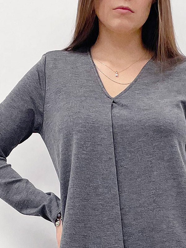 Il Vento E La Seta laisvo kirpimo asimetrinė suknelė "Caroline Grey Melange"