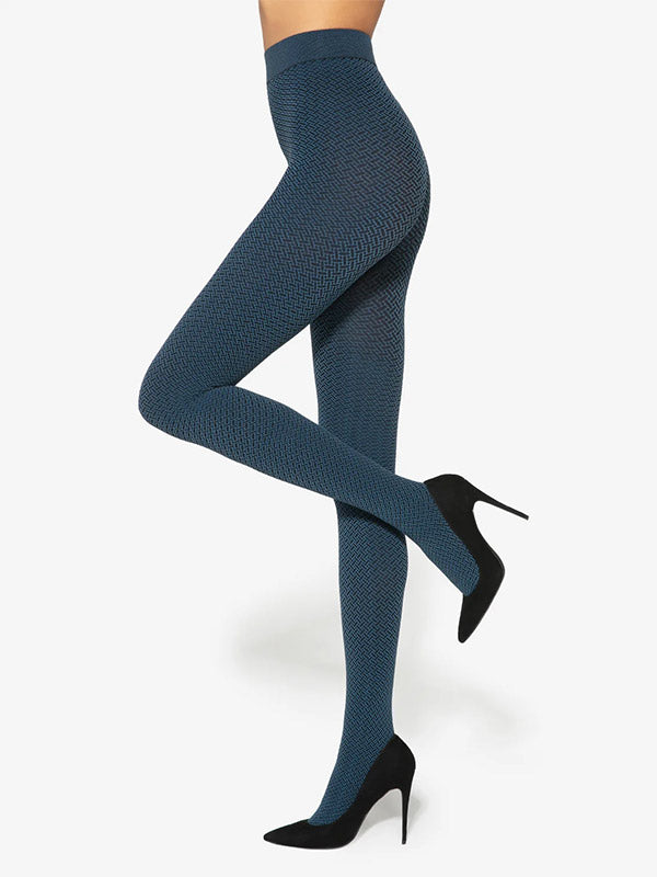 Gatta neperregimos raštuotos mikrofibros pėdkelnės "Sassi 09 50 Den Midnight Blue - Black"