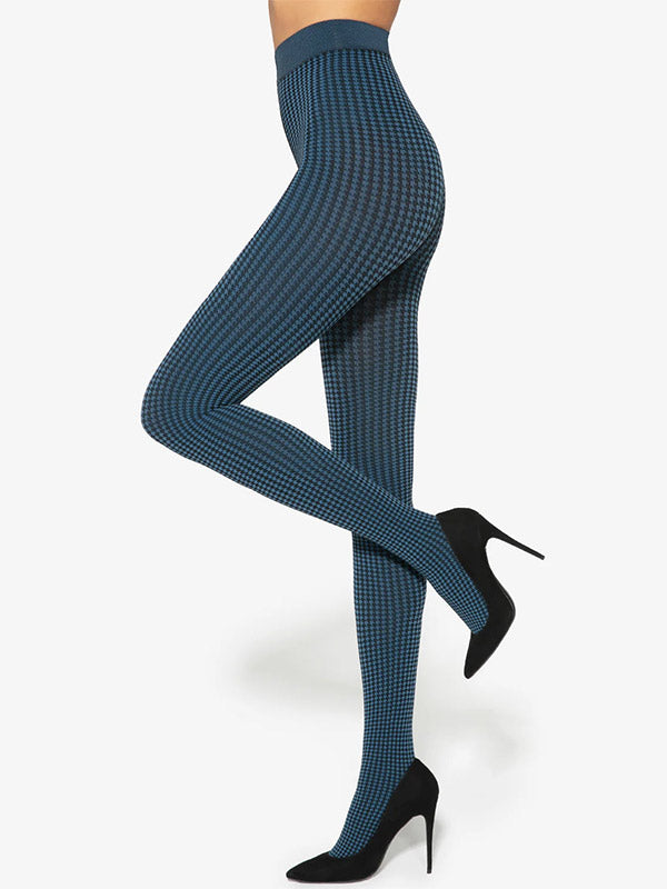 Gatta neperregimos raštuotos mikrofibros pėdkelnės "Sassi 10 50 Den Midnight Blue - Black"