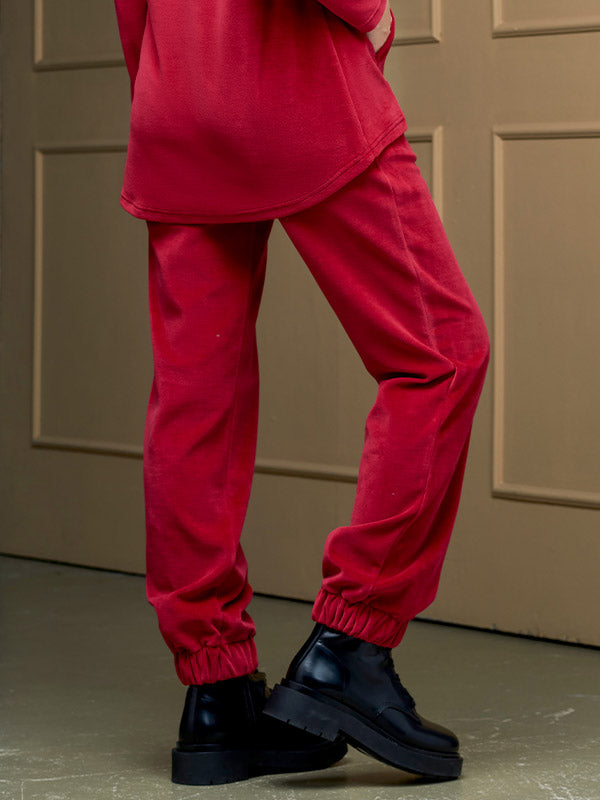 Lega medvilninės laisvalaikio kelnės "Minella Red Velour"