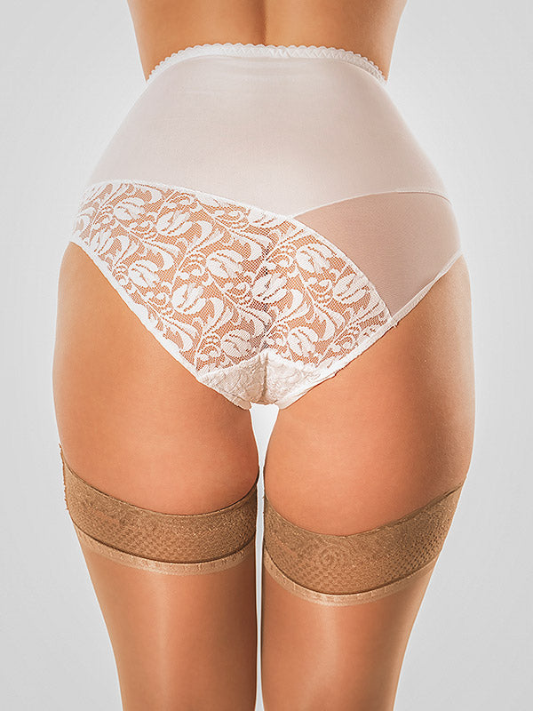 Nylon Dreams aukšto juosmens kelnaitės su nėriniais "Betty Delight White"
