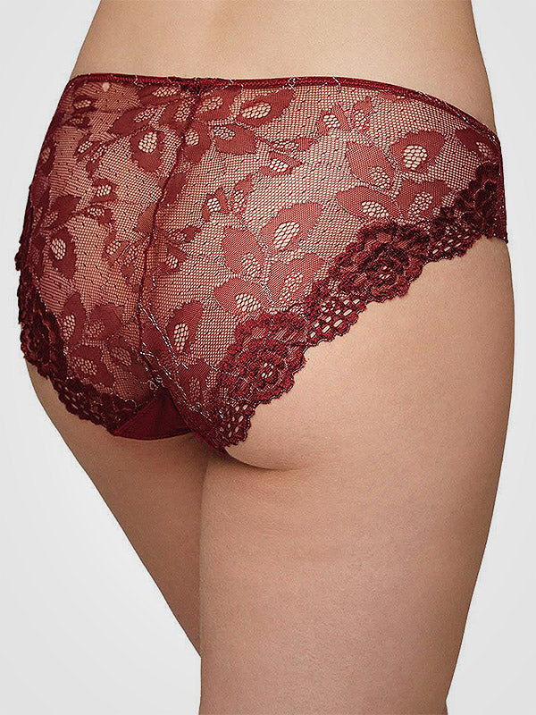 Ysabel Mora nėriniuotos kelnaitės "Cecilia Midi Bordeaux"