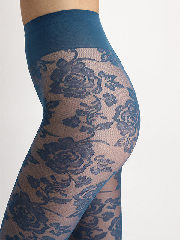 Oroblu raštuotos pėdkelnės "All Colors Lace 20 Den Cobalt"