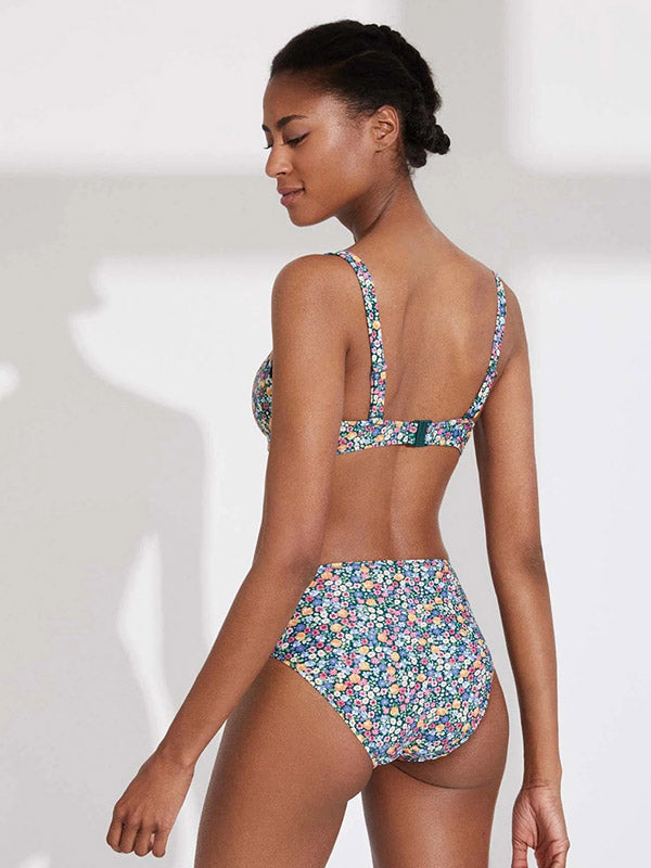Ysabel Mora bikini maudymosi kostiumėlis "Valeria Dark Green - Multicolor Flower Print"