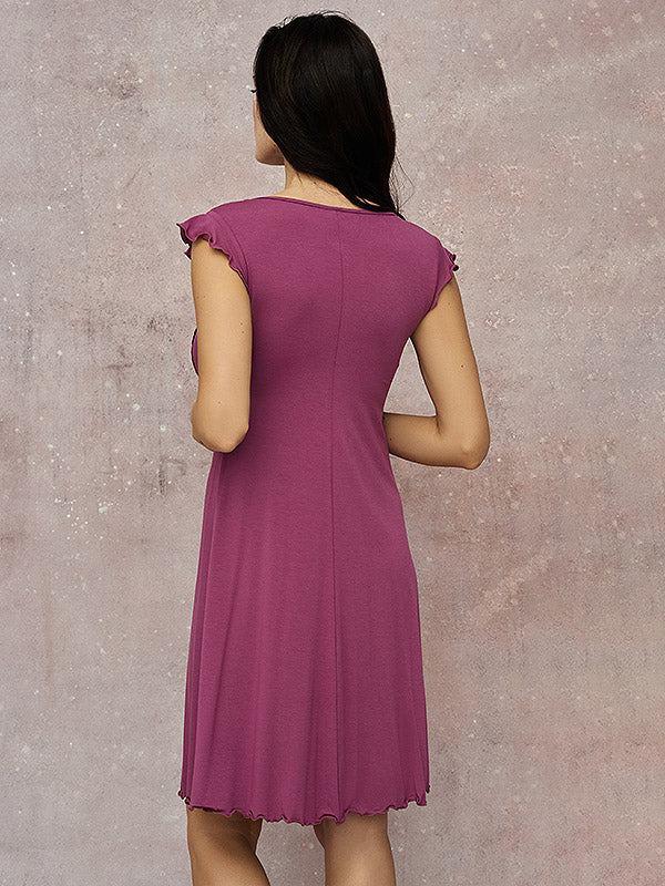 Lega viskoziniai naktiniai su nėriniais "Nilla Plum Red"