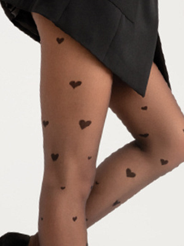 Gatta tinklelio rašto matinės pėdkelnės "Funny 13 20 Den Black Hearts"