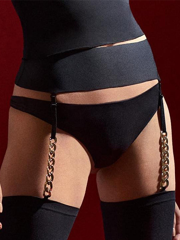 Marilyn kojinės su prilaikančiu diržu "Hot H04 60 Den Black - Gold"