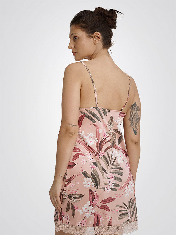 Esotiq atlasiniai naktiniai su nėriniais "Midnight Dusty Rose - Multicolor Flower Print"