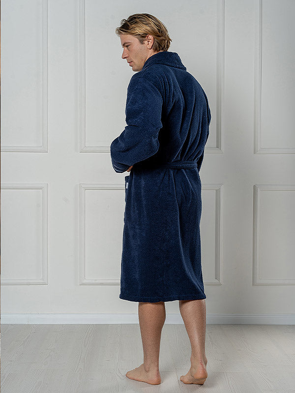 Belmanetti unisex medvilninis chalatas "Terry Dark Blue"