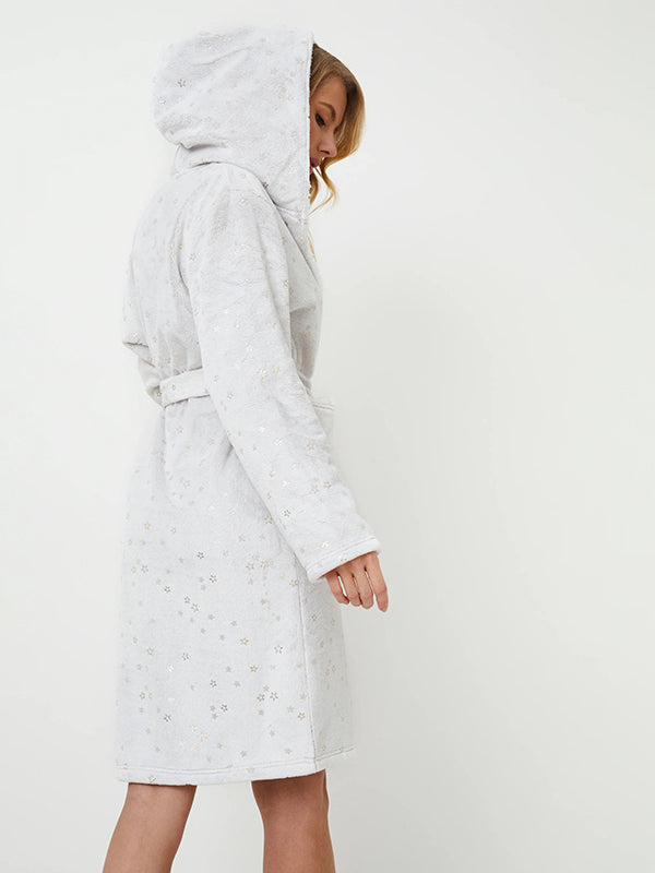 Aruelle trumpas chalatas su gobtuvu "Hazel Light Grey"