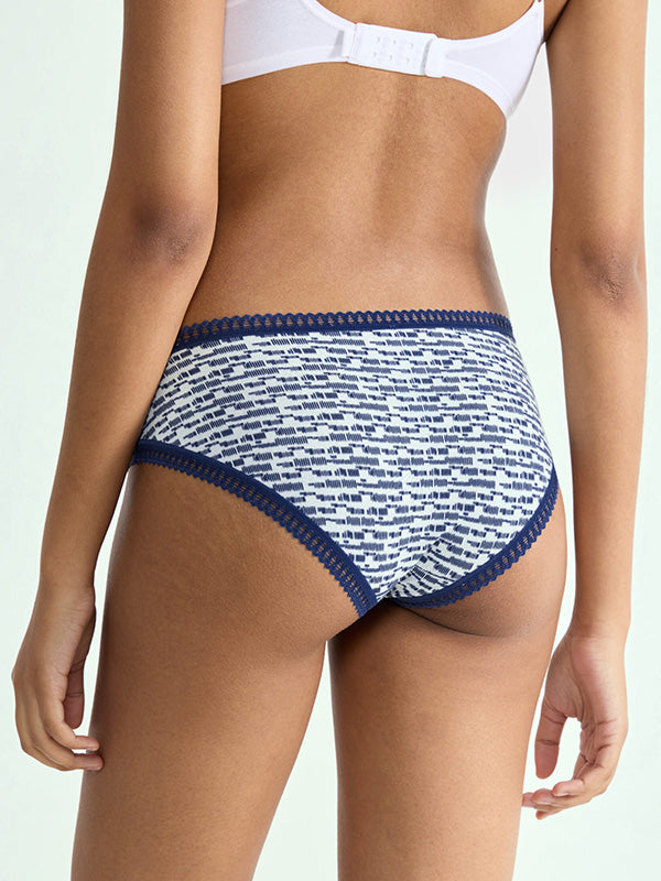 Sloggi 3 medvilninių hipster kelnaičių komplektas "Go Crush White - Blue - Dark Blue"