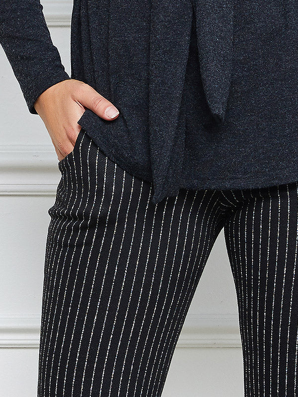 Lega kelnės "Contessa Black - White Stripes"