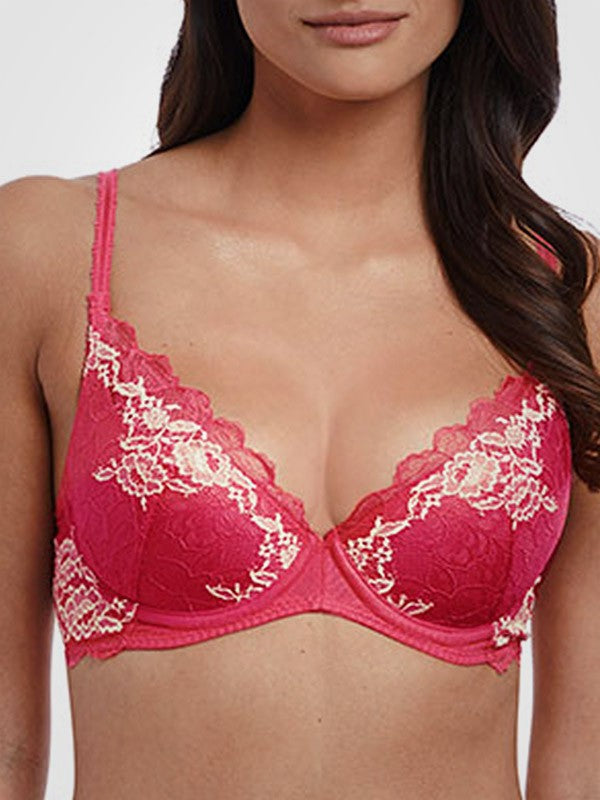 Wacoal plunge push up nėriniuota liemenėlė "Lace Perfection Raspberry"