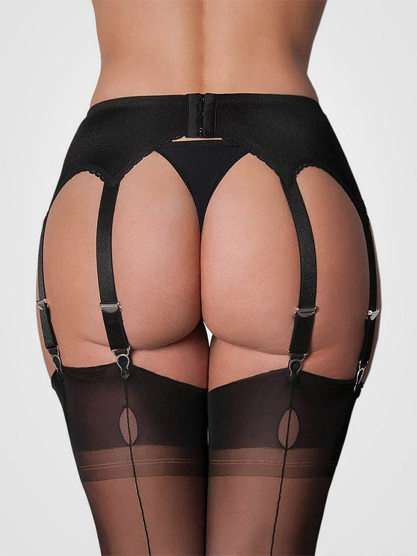 Nylon Dreams 8 dirželių klasikinis prisegamų kojinių diržas "Lace Front Black"