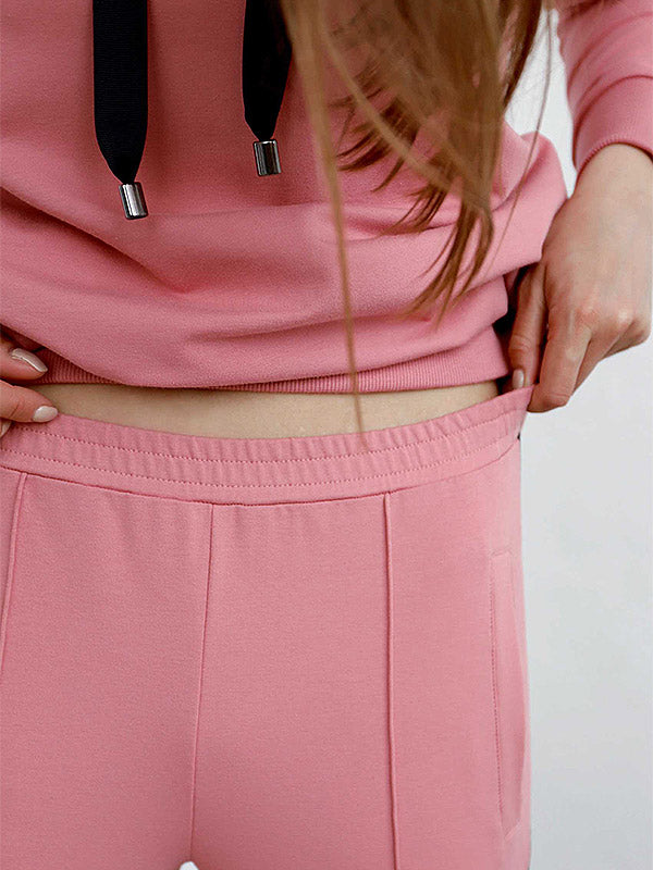 Atella organinės medvilnės laisvalaikio kelnės "Robin Pink - Black"