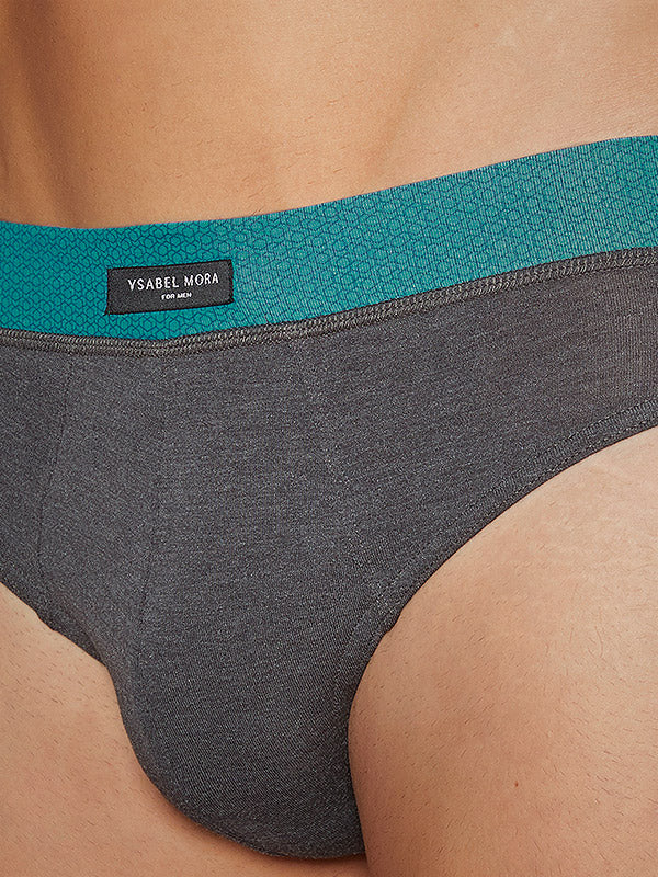 Ysabel Mora 2 vyriškų medvilninių kelnaičių komplektas "Jimmy Graphite - Teal"