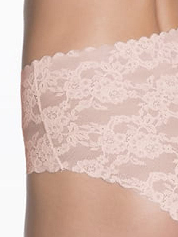 Julimex lazeriu kirptos aukšto juosmens nėriniuotos kelnaitės "Bellie Maxi Nude"