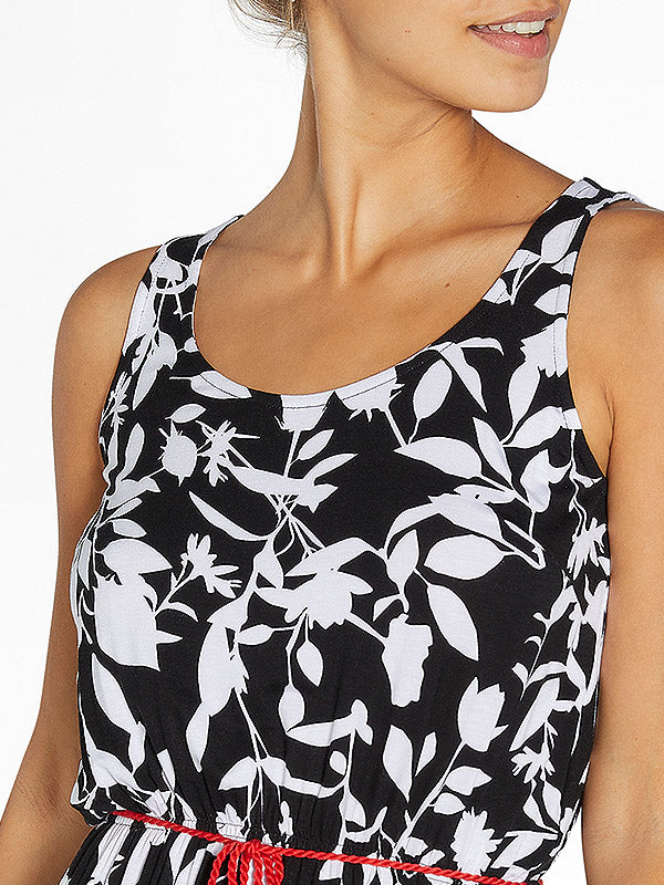 Ysabel Mora trumpa vasarinė viskozinė suknelė "Naraya Black - White Floral Print"