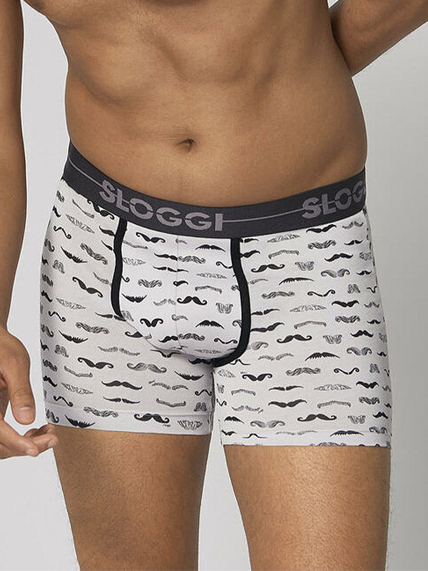 Sloggi 2 vyriškų medvilninių šortukų komplektas "Go Movember Hipster Black - Light Grey"