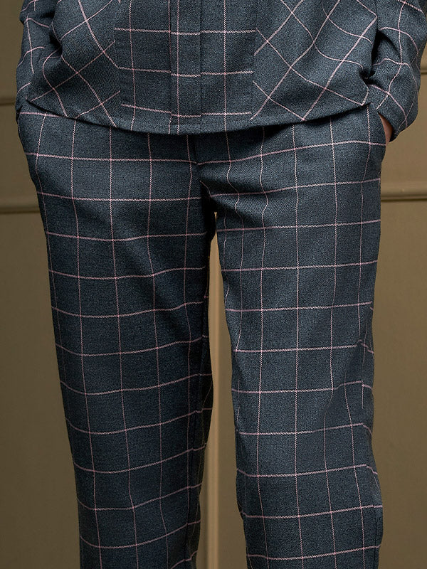 Lega tiesaus kirpimo kelnės "Lina Grey - Pink Tweed"