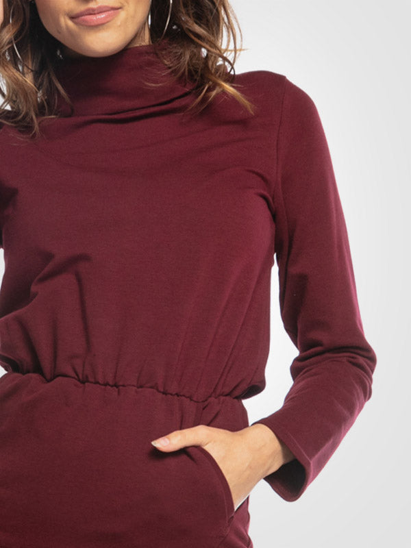 Tessita medvilninė suknelė aukštu kaklu "Maria Bordeaux"