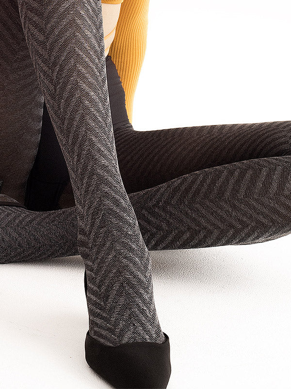 Fiore raštuotos pėdkelnės "Tweed Dreams 40 Den Black - Grey"