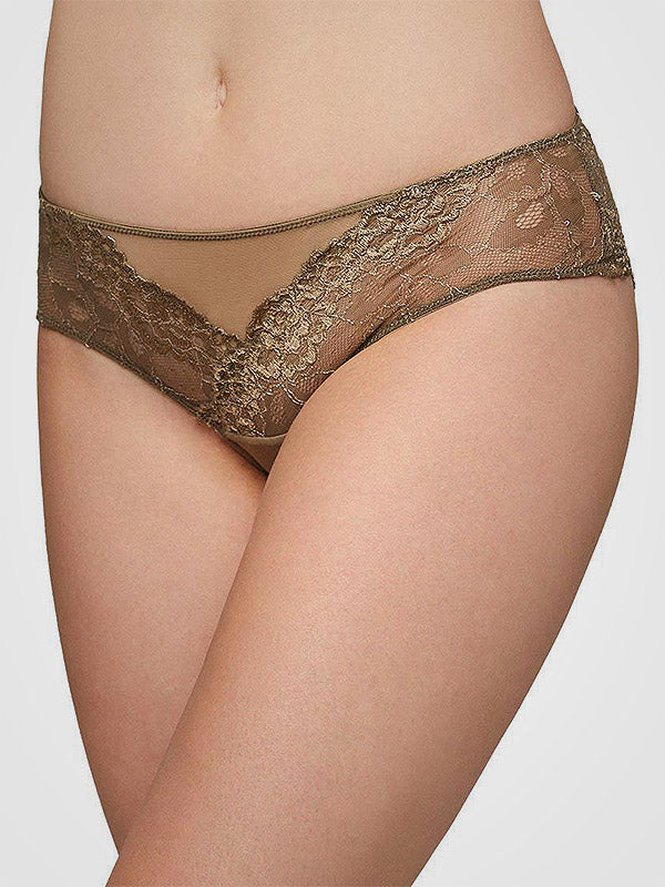 Ysabel Mora nėriniuotos kelnaitės "Cecilia Midi Khaki"