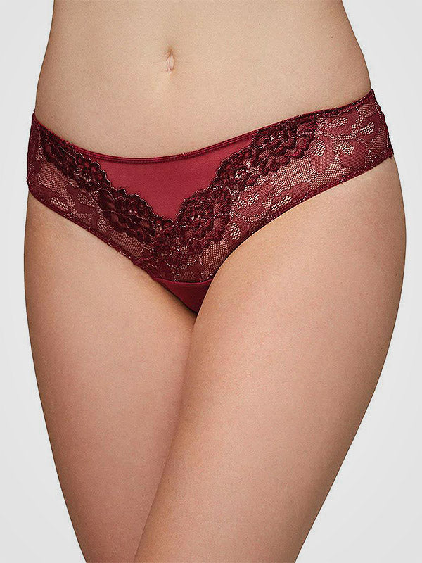 Ysabel Mora nėriniuotos kelnaitės "Cecilia Midi Bordeaux"