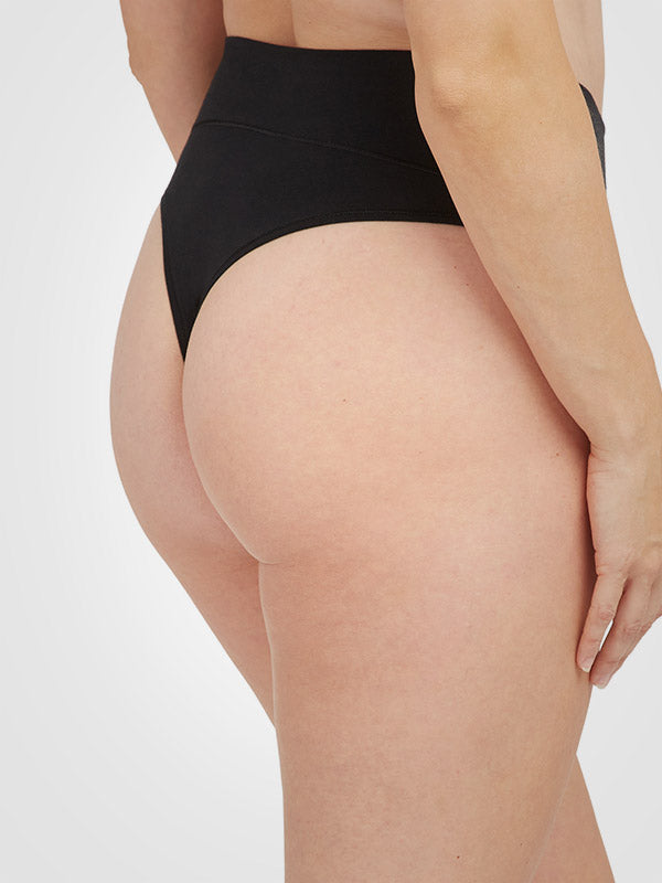 Spanx koreguojančios medvilnės ir modalo kelnaitės stringai "Cotton Comfort Black"